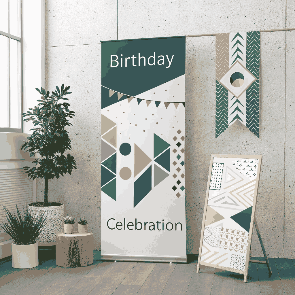 Minimalist Birthday Banner & Tag