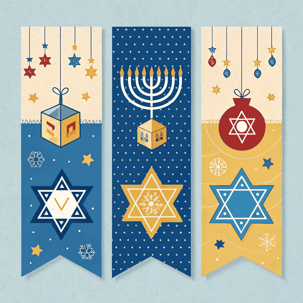 Whimsical Hanukkah Gift Wrapping Banner PNG image