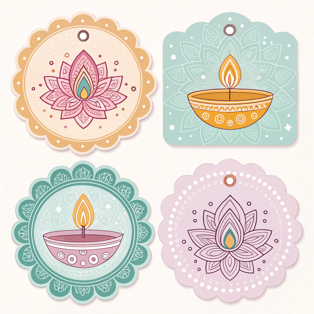 Pastel Diwali Glow Social Labels