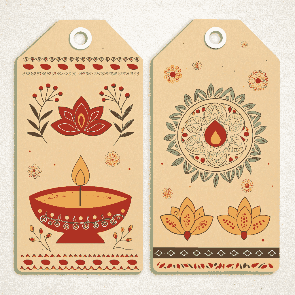 Rustic Diwali Party Labels & Tags