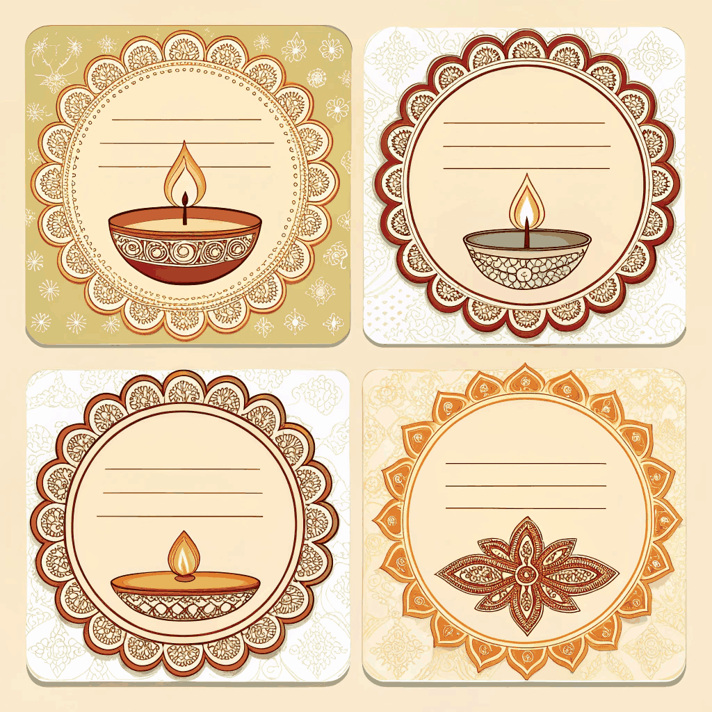 Vintage Diwali Gold Foil Label