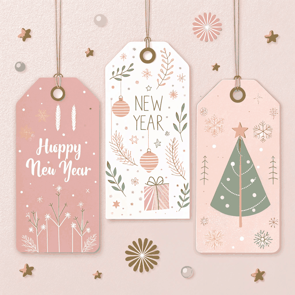 Pastel New Year Social Media Labels