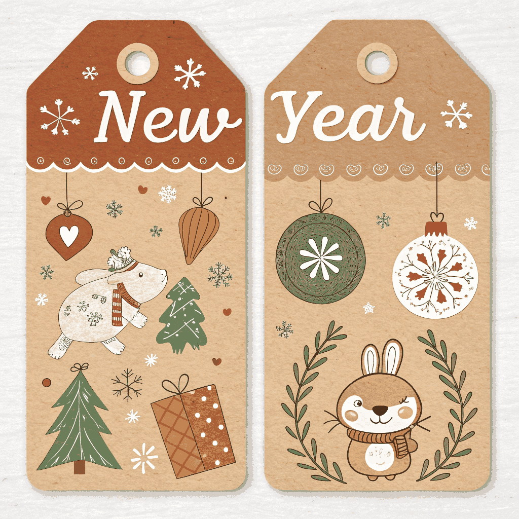 Rustic New Year's Crafty Kids Labels