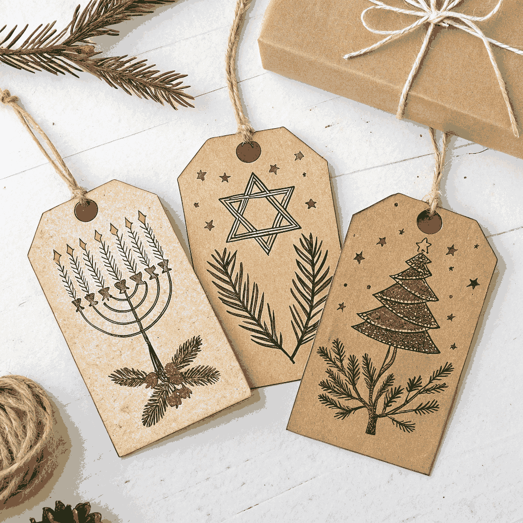 Rustic Hanukkah Gift Tag Collection #1