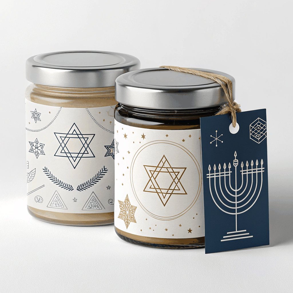 Modern Dreidel Jar & Gift Labels