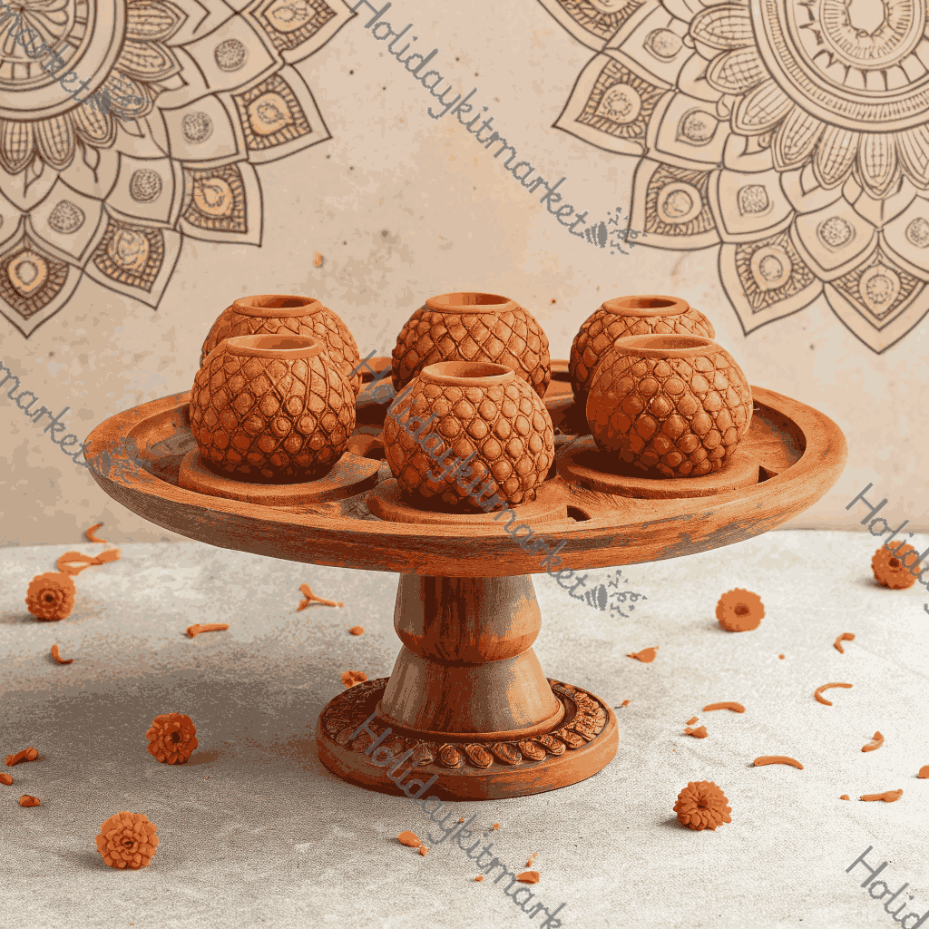 Wooden Diya Stand Poster