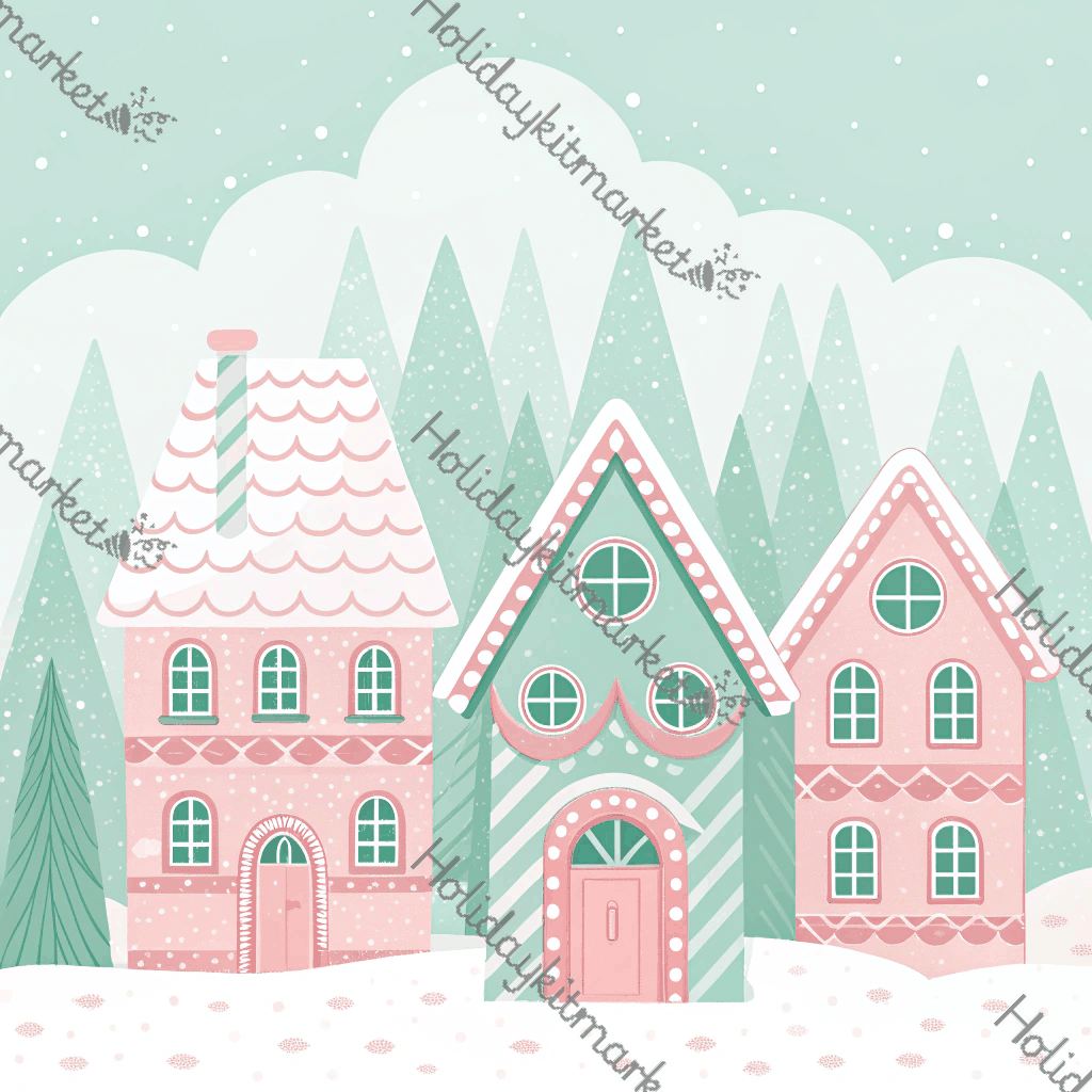 Pastel Candy Village Poster