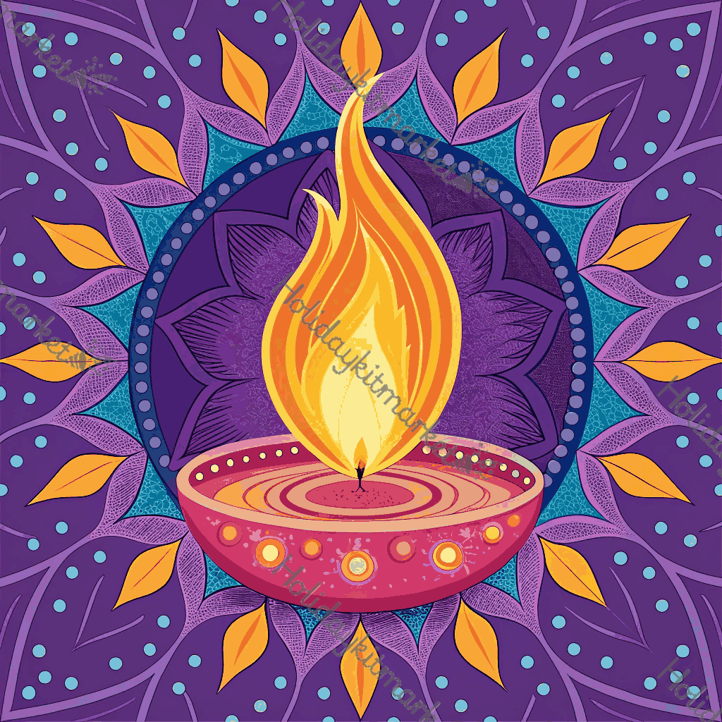 Ultraviolet Diya Flame Poster