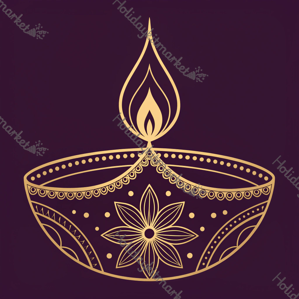 Golden Diya Line Poster