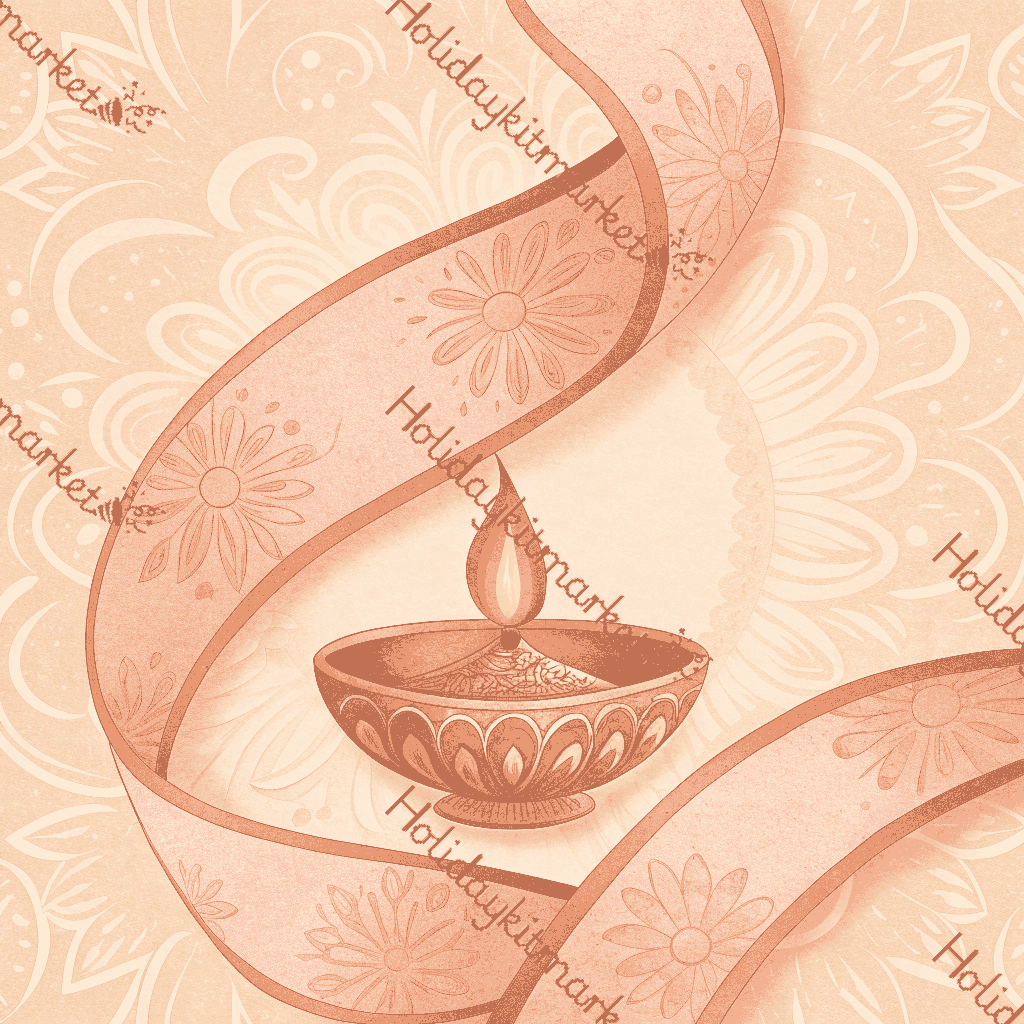 Peach Diya Ribbon Poster