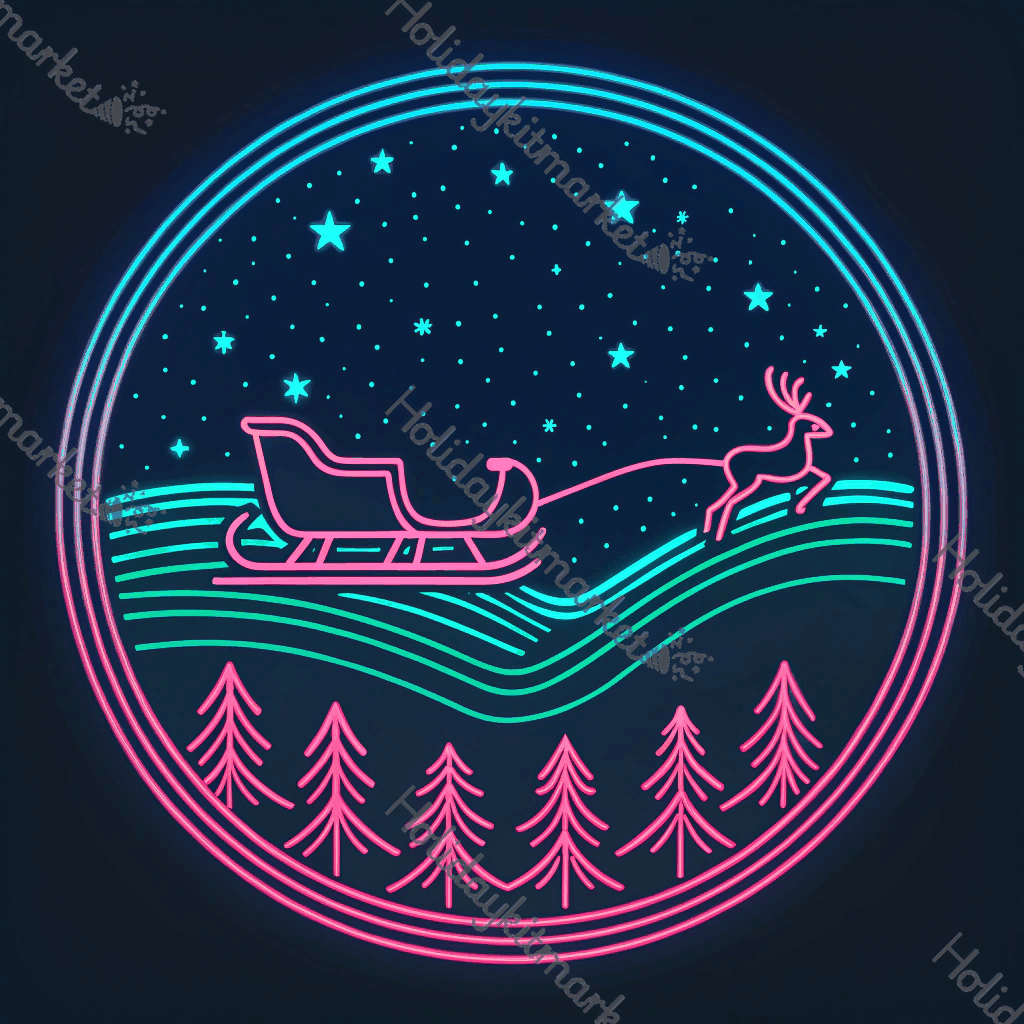 Neon Sleigh Ride Poster