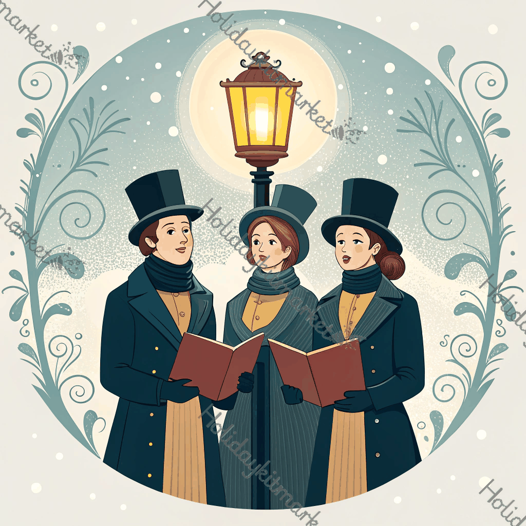 Victorian Carolers Scene Poster