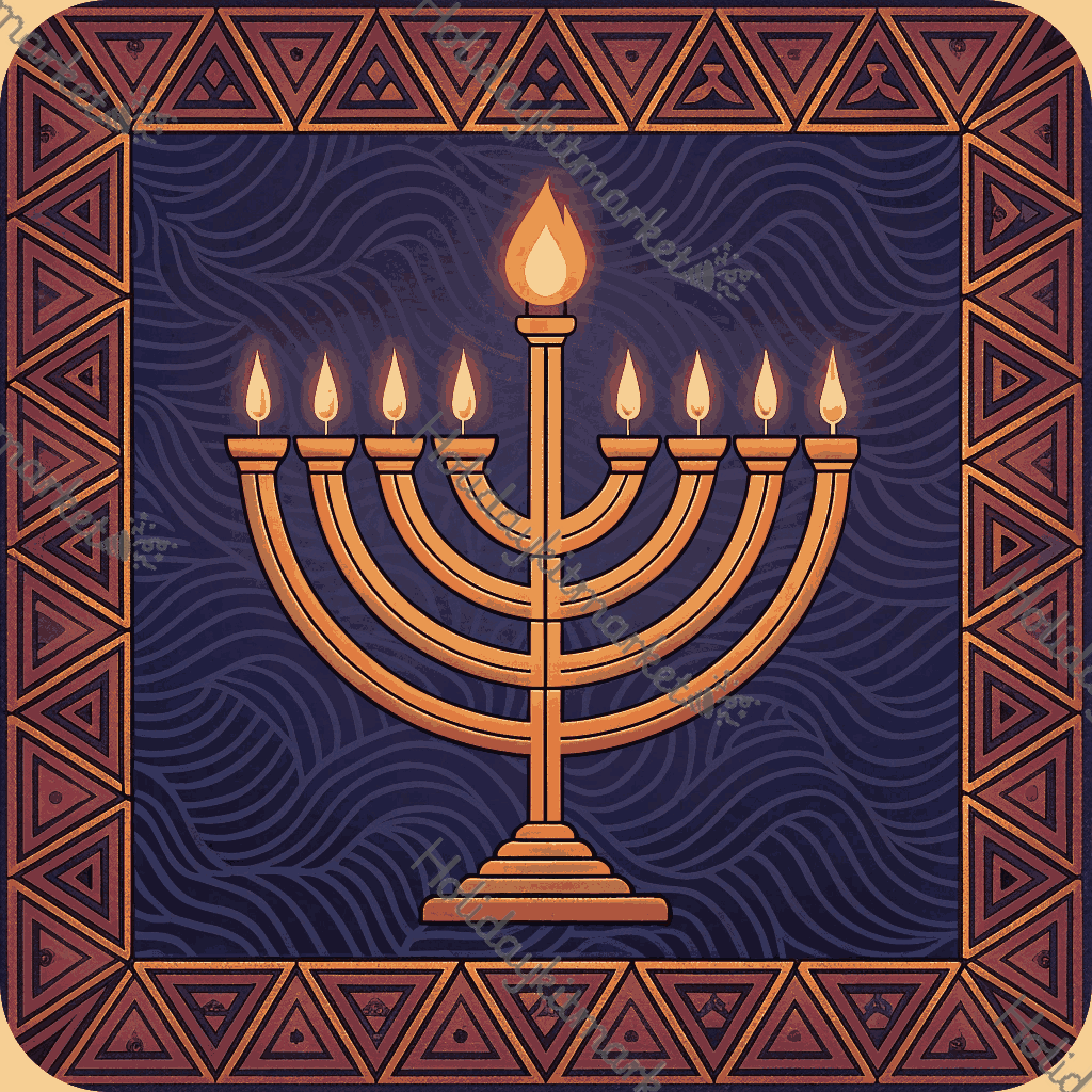 Glitch Menorah Pulse Poster