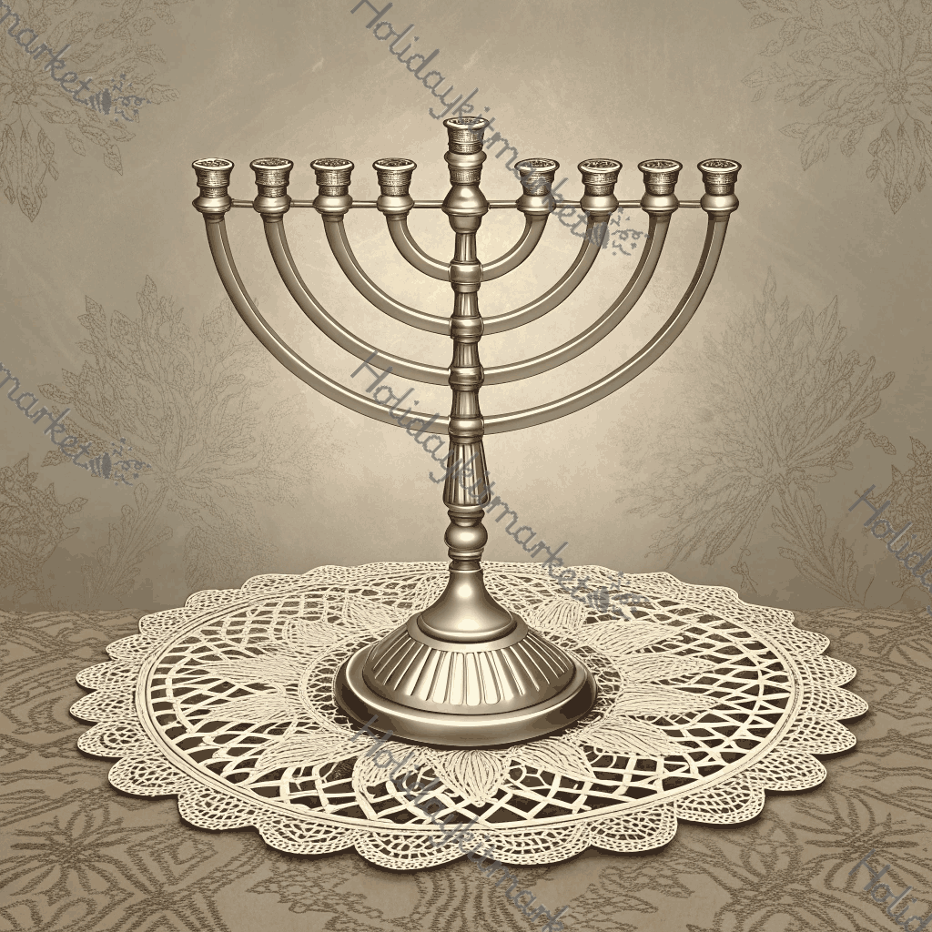 Vintage Silver Menorah Poster