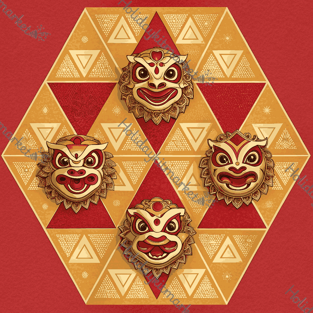 Geometric Lion Grid Poster