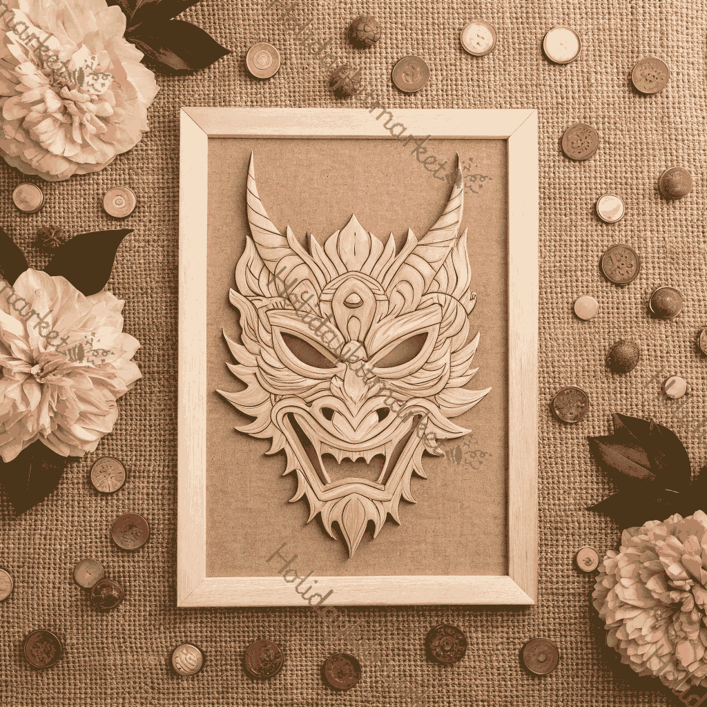 Wooden Dragon Mask Poster