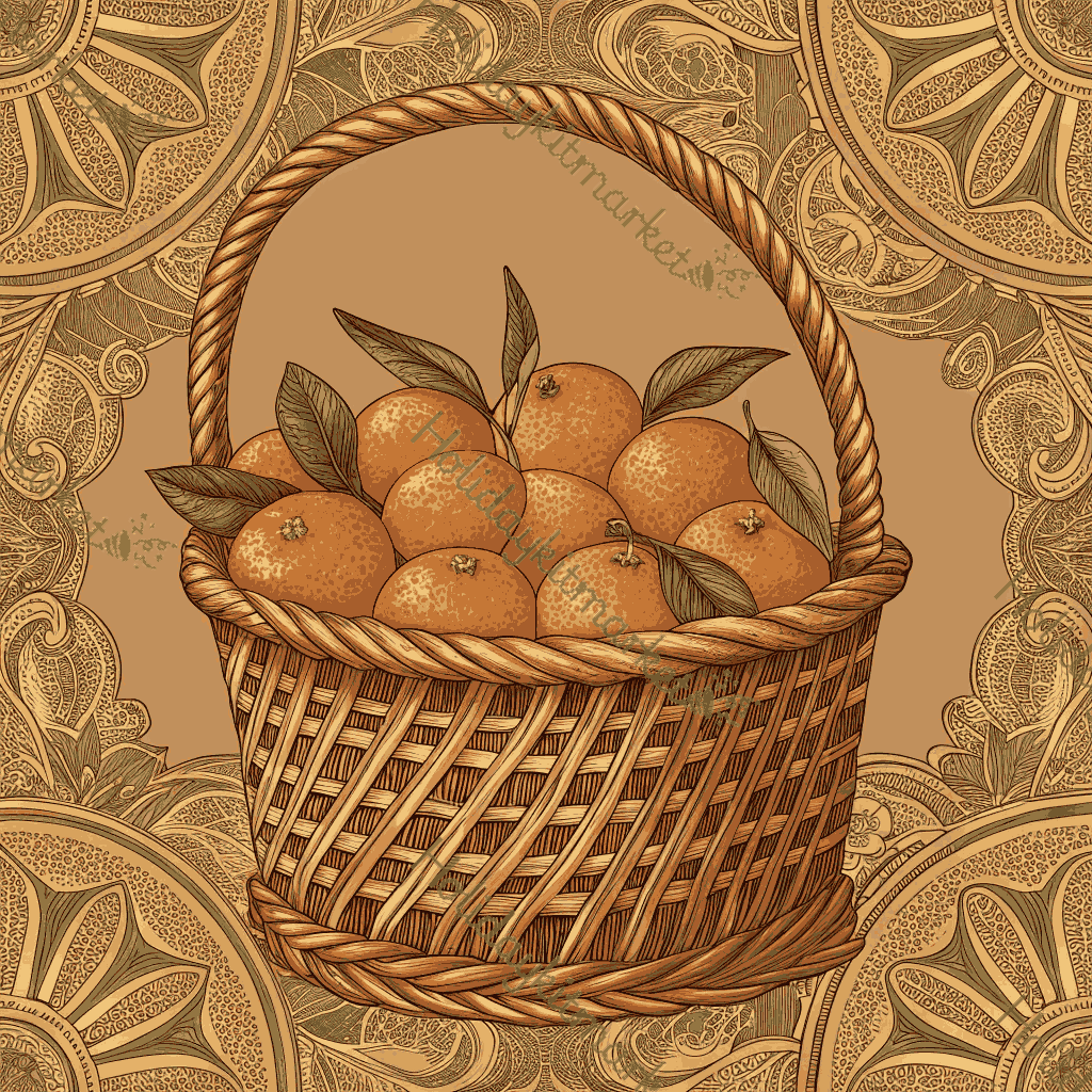 Vintage Tangerine Basket Poster