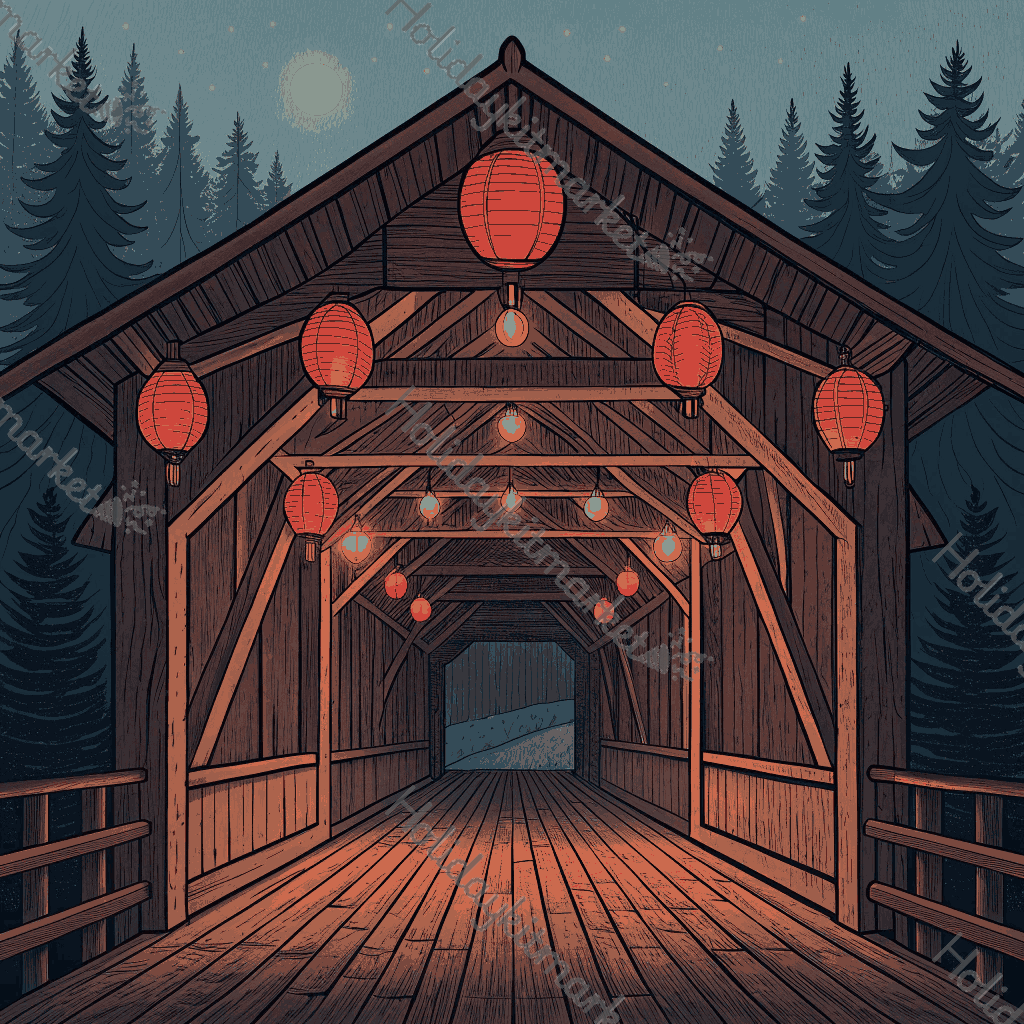 Covered Bridge Lanterns Poster