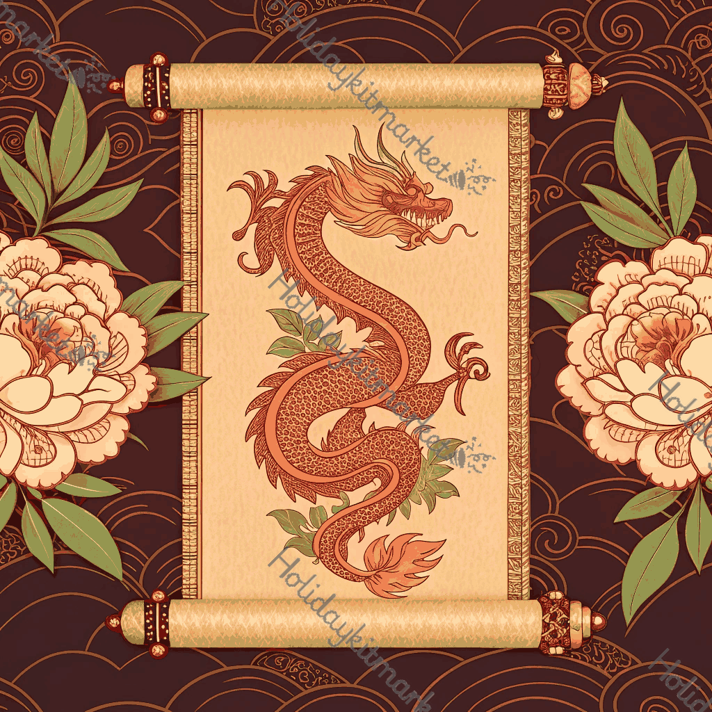 Vintage Dragon Scroll Poster