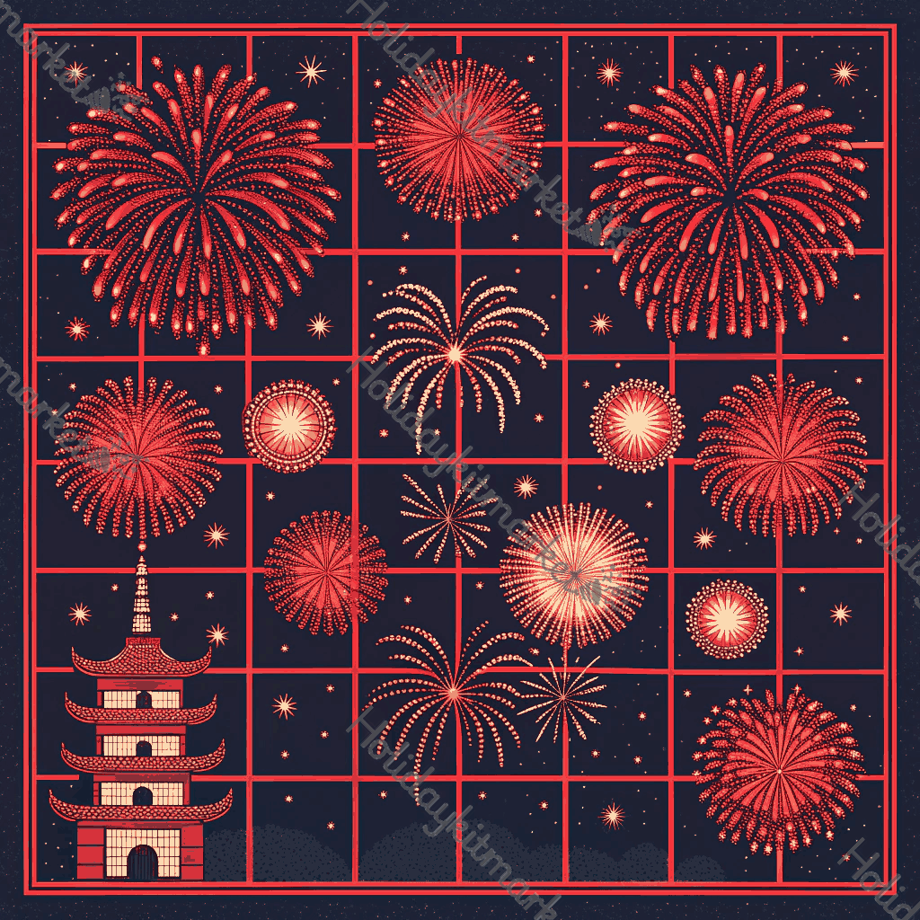 Pixel Firecracker Grid Poster