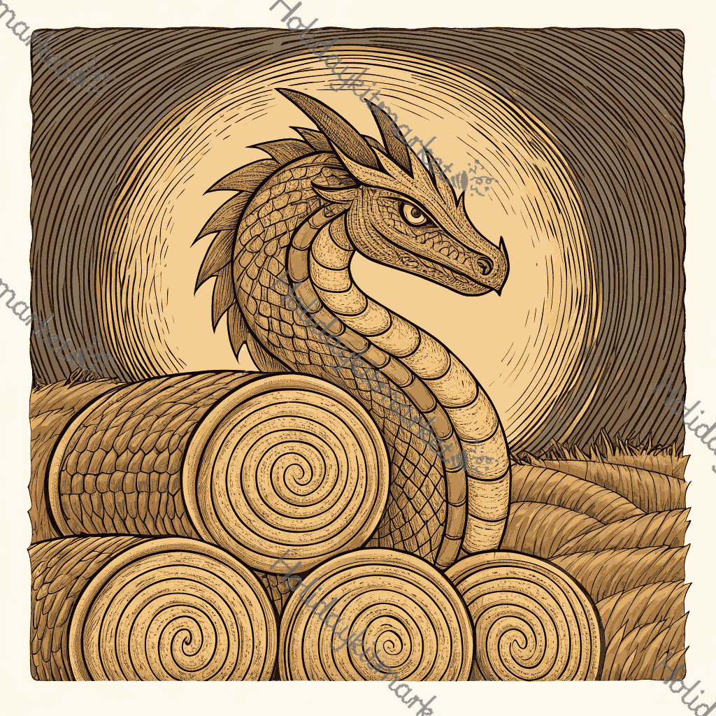 Hay Bale Dragon Poster
