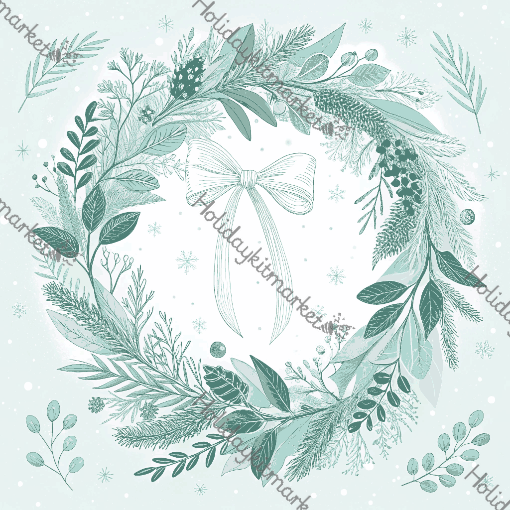 Pale Mint Wreath Poster