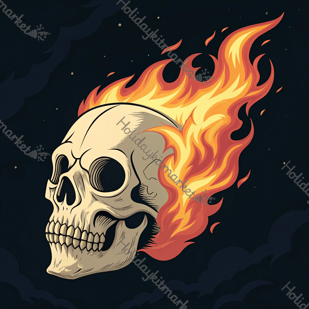 Flaming Skull Night Poster