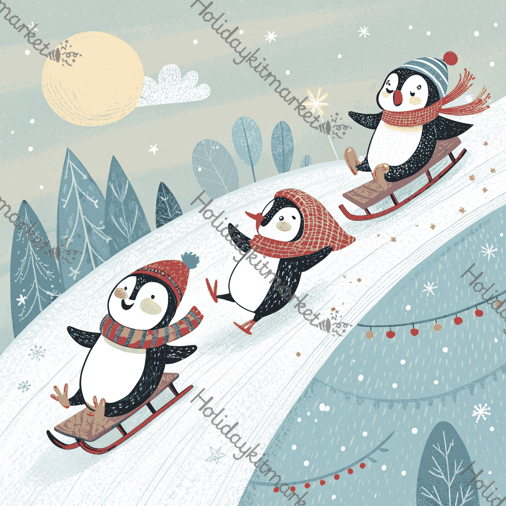 Penguin Sled Race Poster
