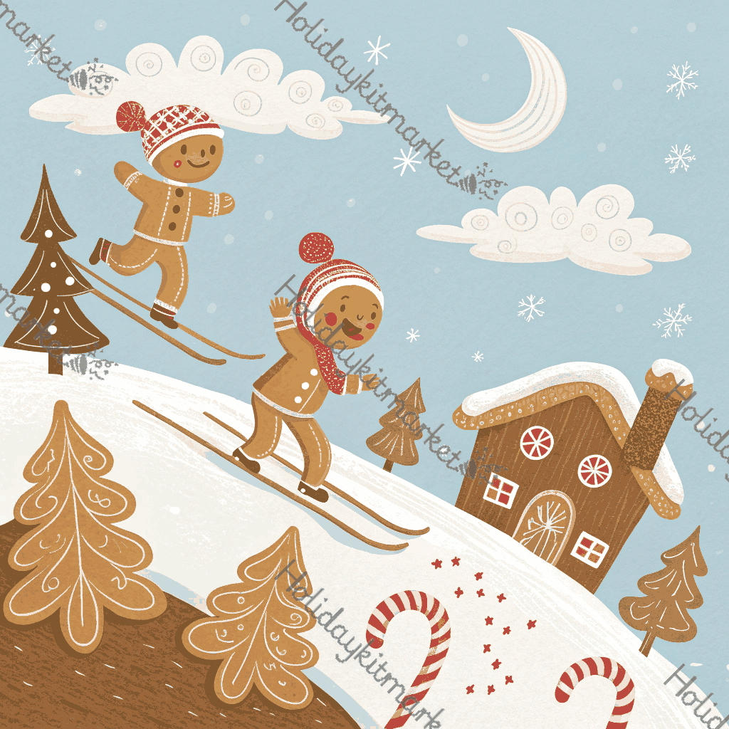 Gingerbread Ski Slope Poster