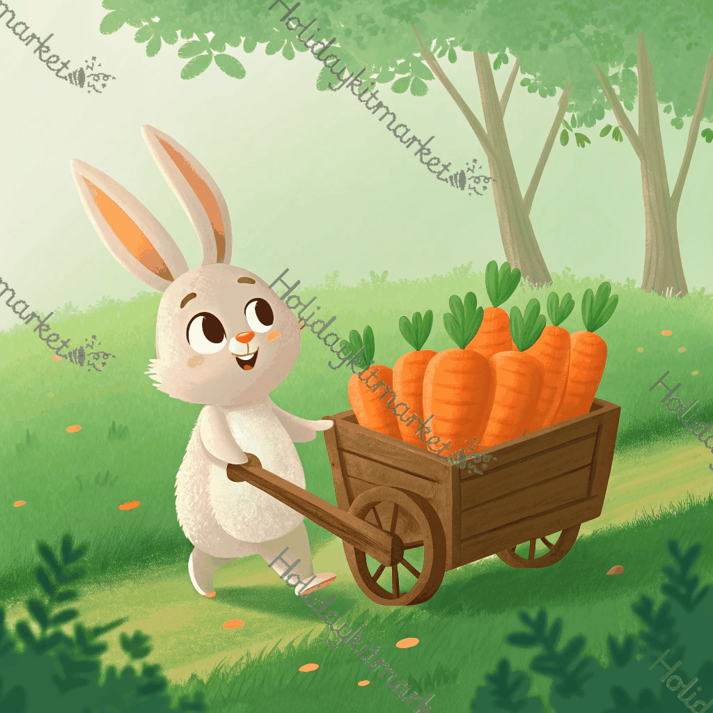 Bunny Carrot Cart Poster