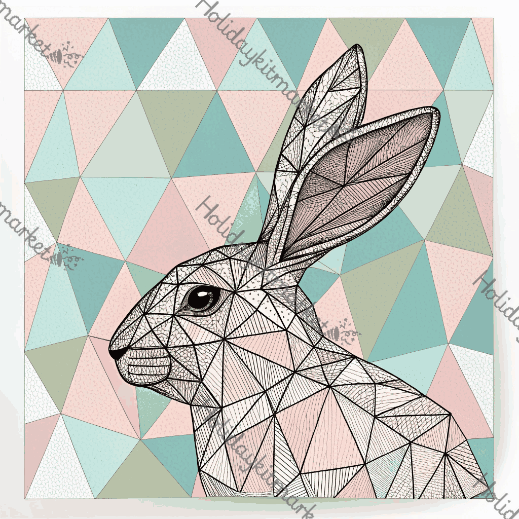 Geometric Bunny Head Poster