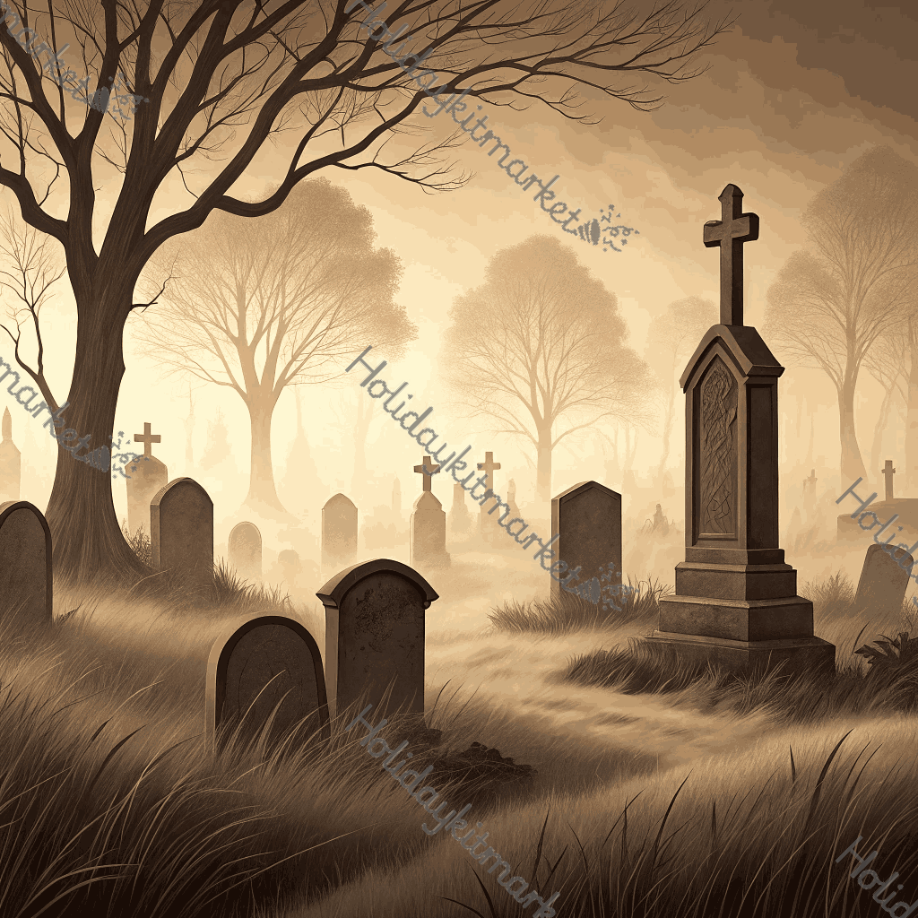 Old Graveyard Scene Poster
