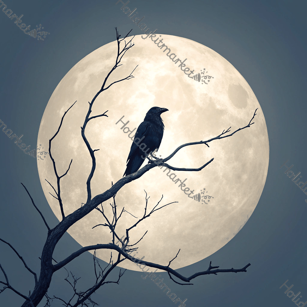 Moonlit Raven Perch Poster
