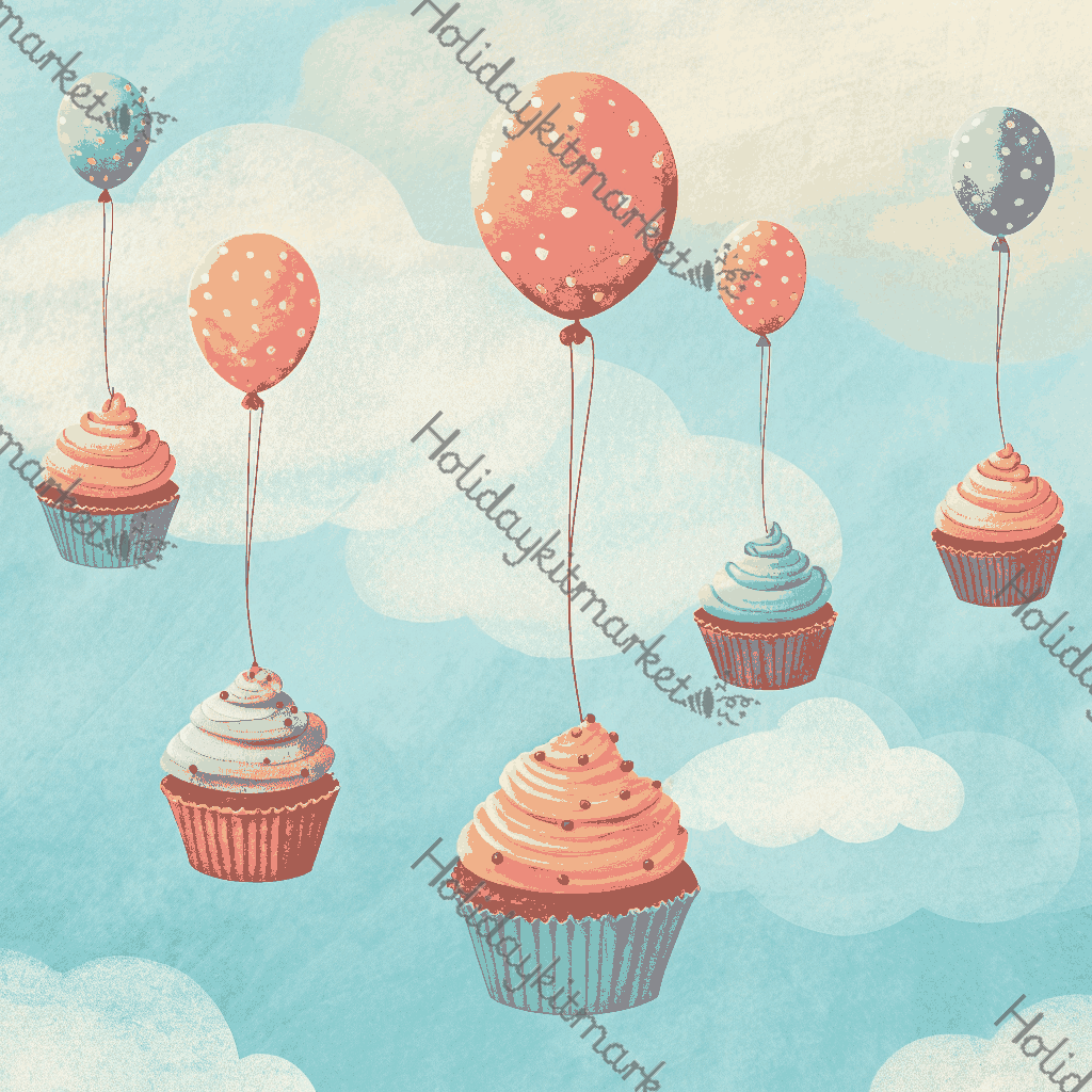 Cupcake Balloon Float Poster