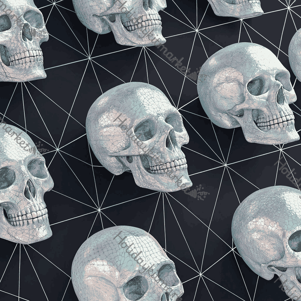 Holographic Skull Grid Poster