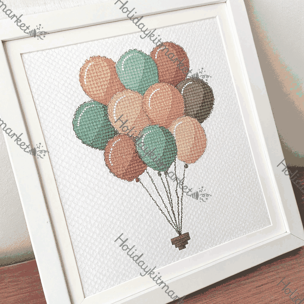 Voxel Balloon Cluster Poster