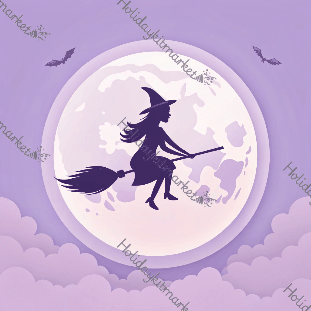 Lavender Witch Silhouette Poster