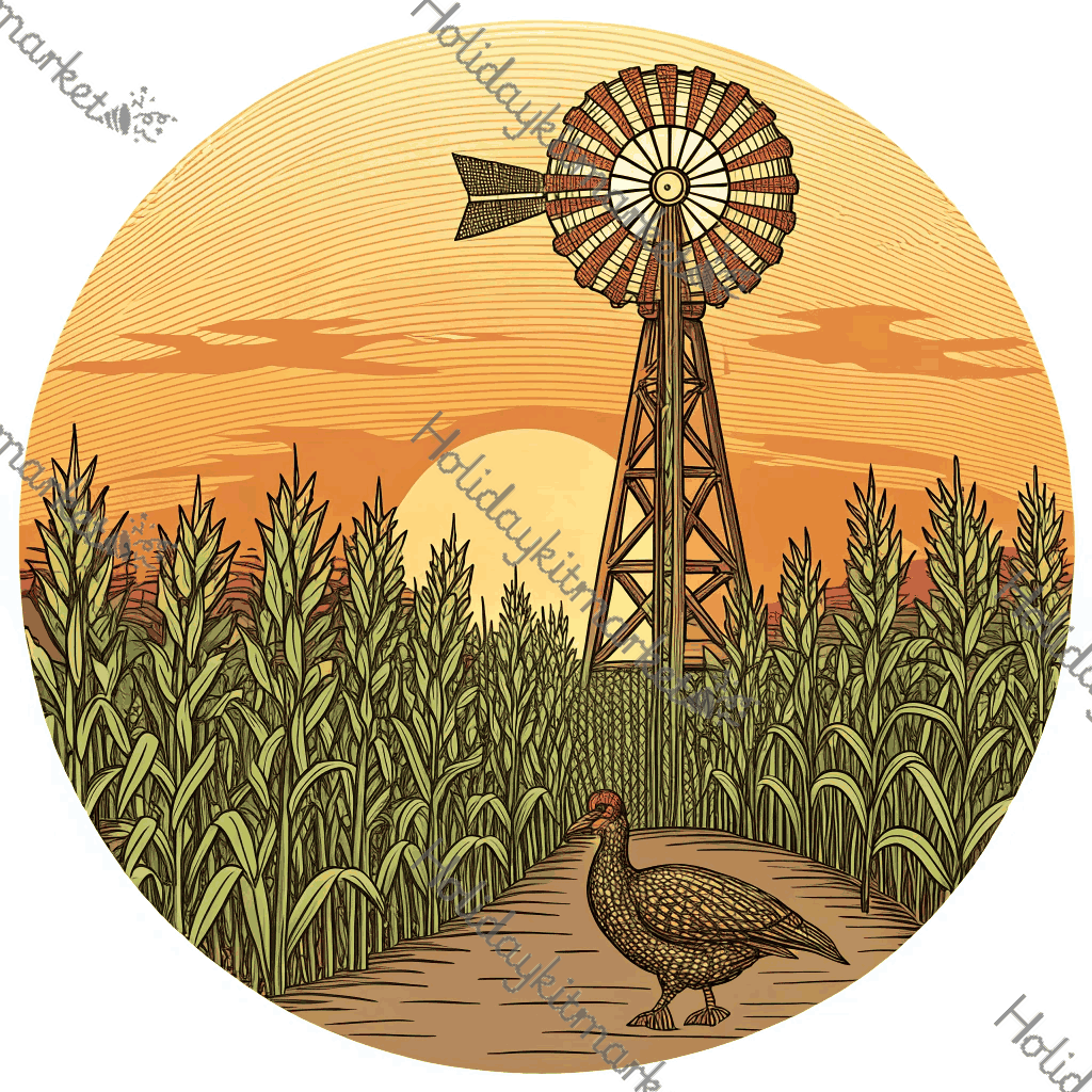 Windmill Corn Field Poster