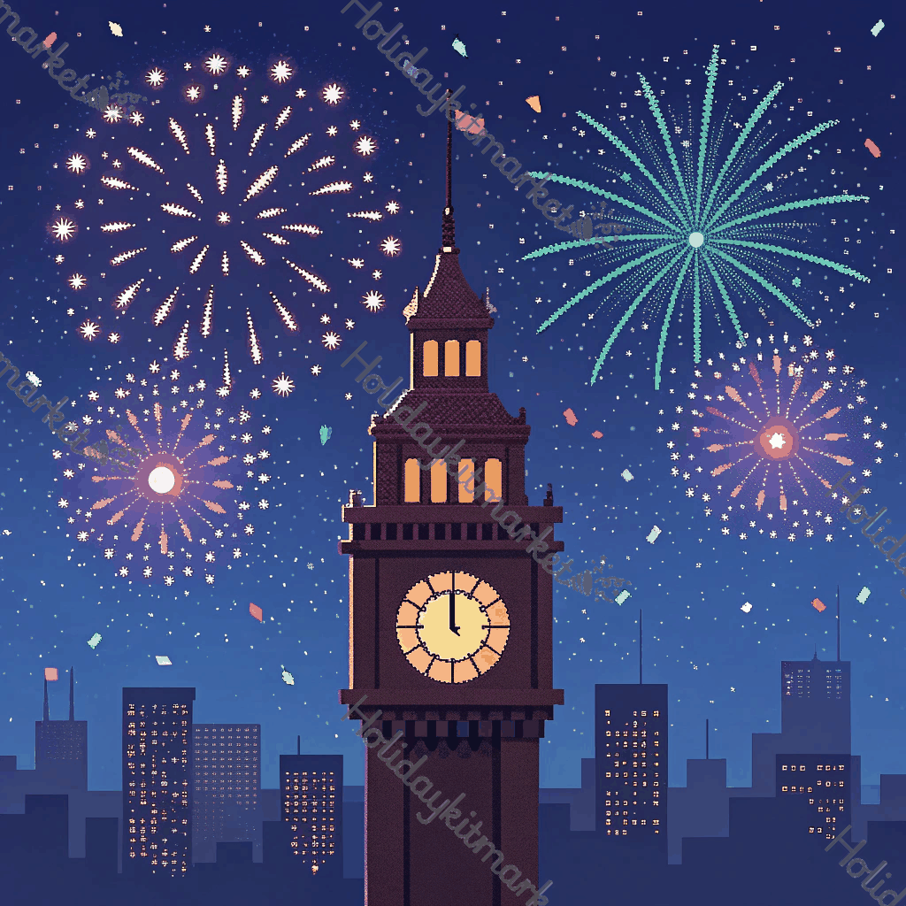 Pixel Midnight Clock Poster