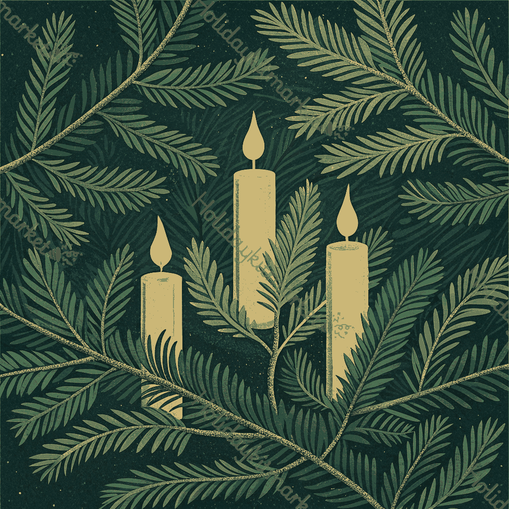 Pine Branch Candles Poster