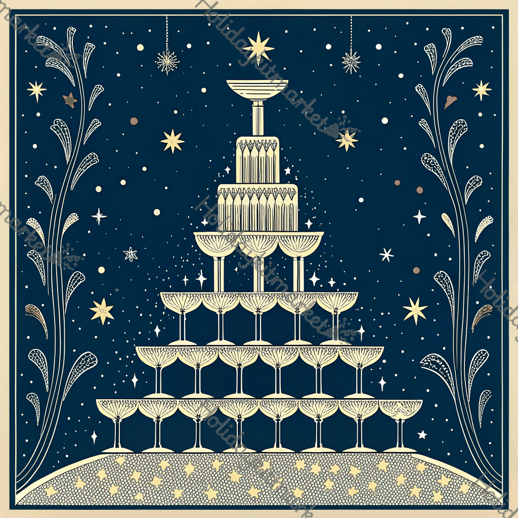 1930s Champagne Tower Poster