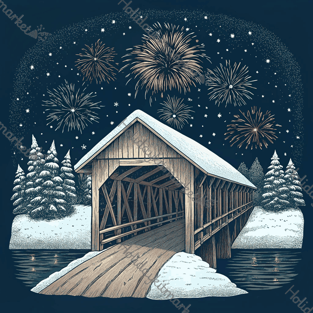 Covered Bridge Fireworks Poster
