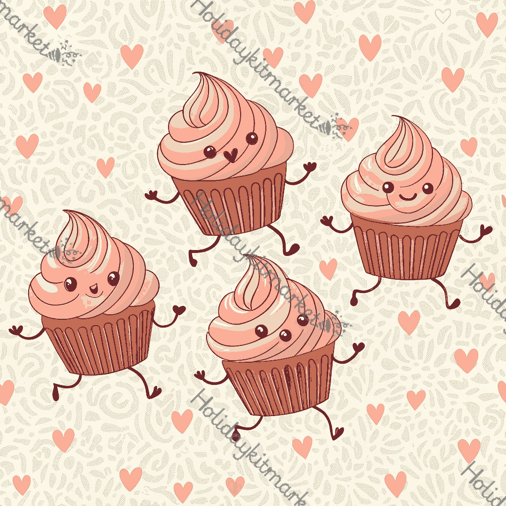 Cupcake Heart Parade Poster