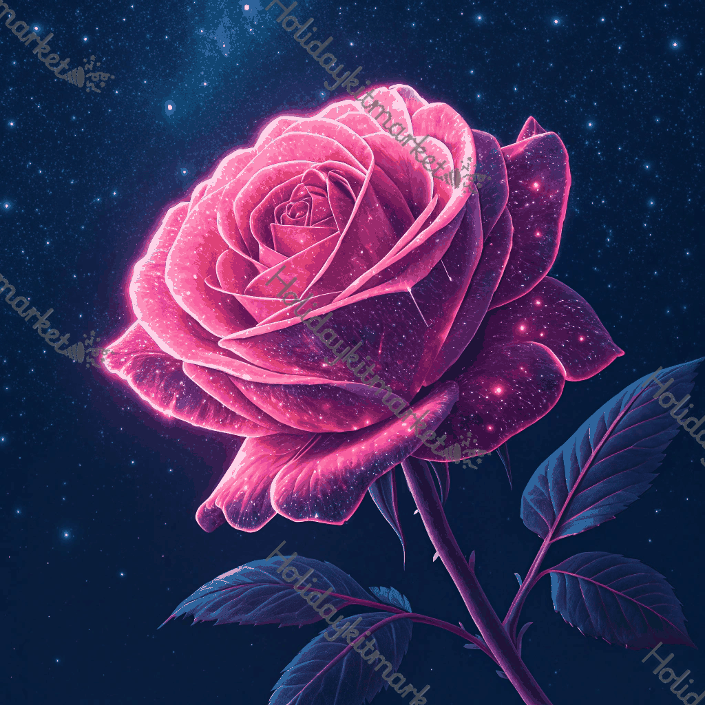 Neon Rose Glow Poster