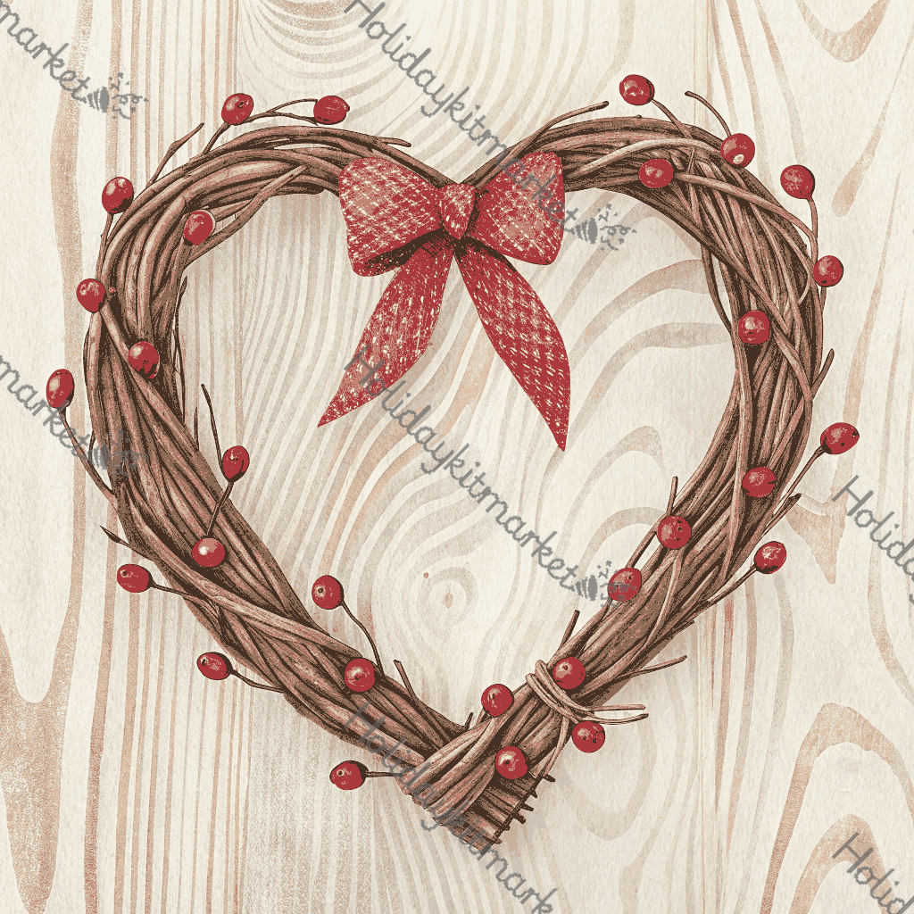 Rustic Heart Wreath Poster