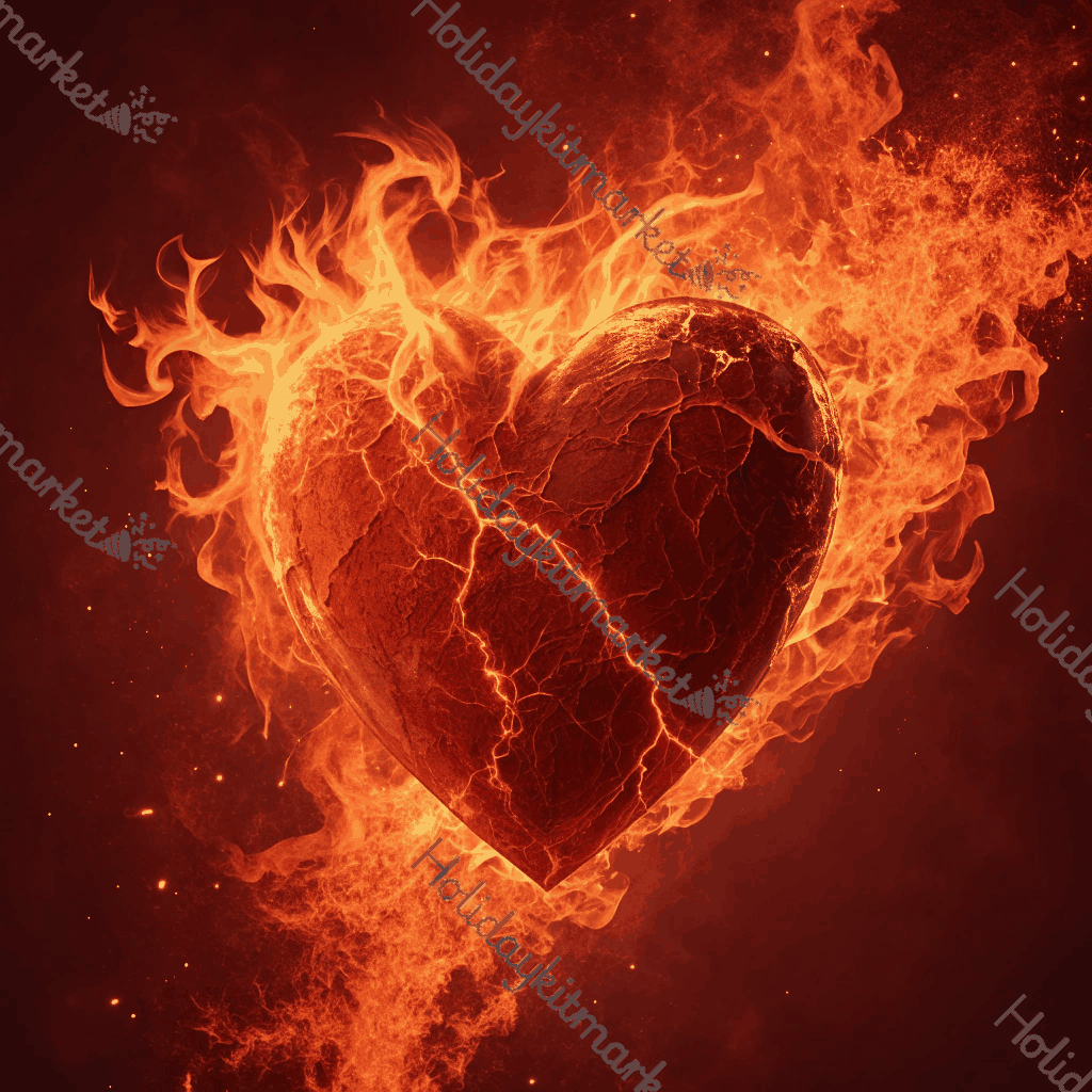 Crimson Heart Flame Poster