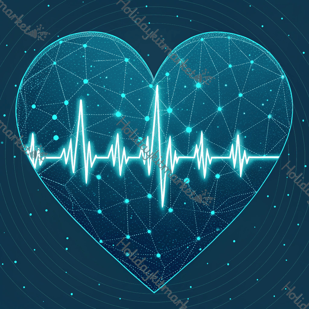 Neon Heart Wave Poster