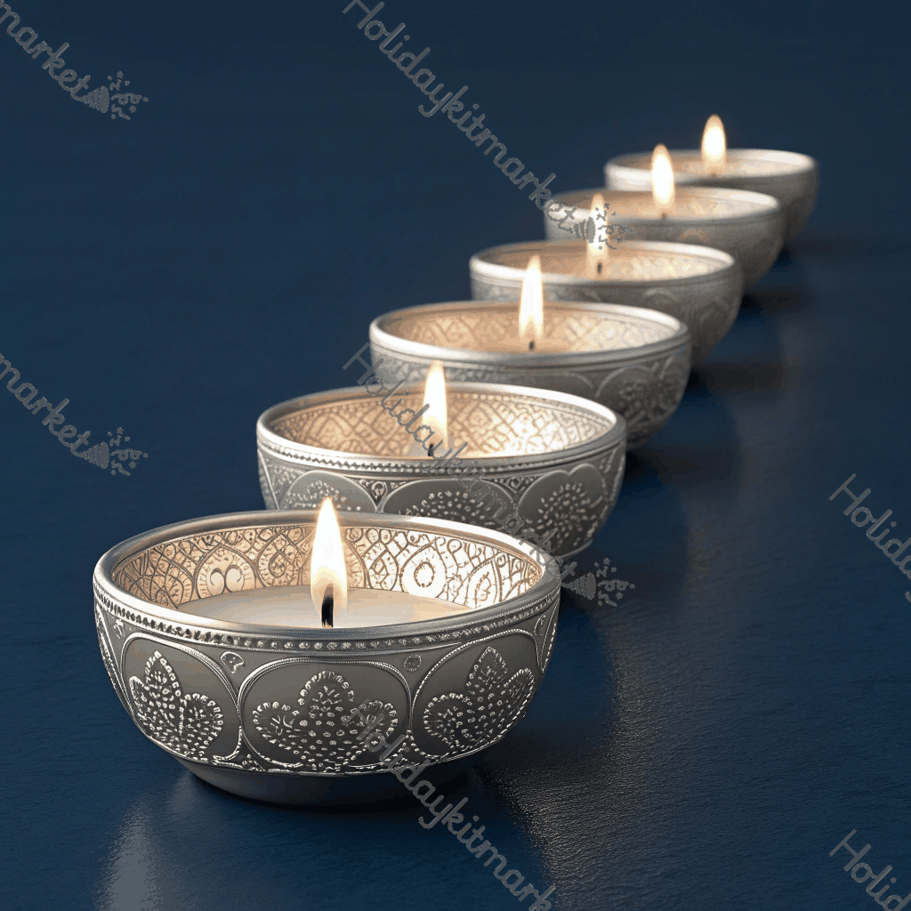 Silver Diya Line Poster