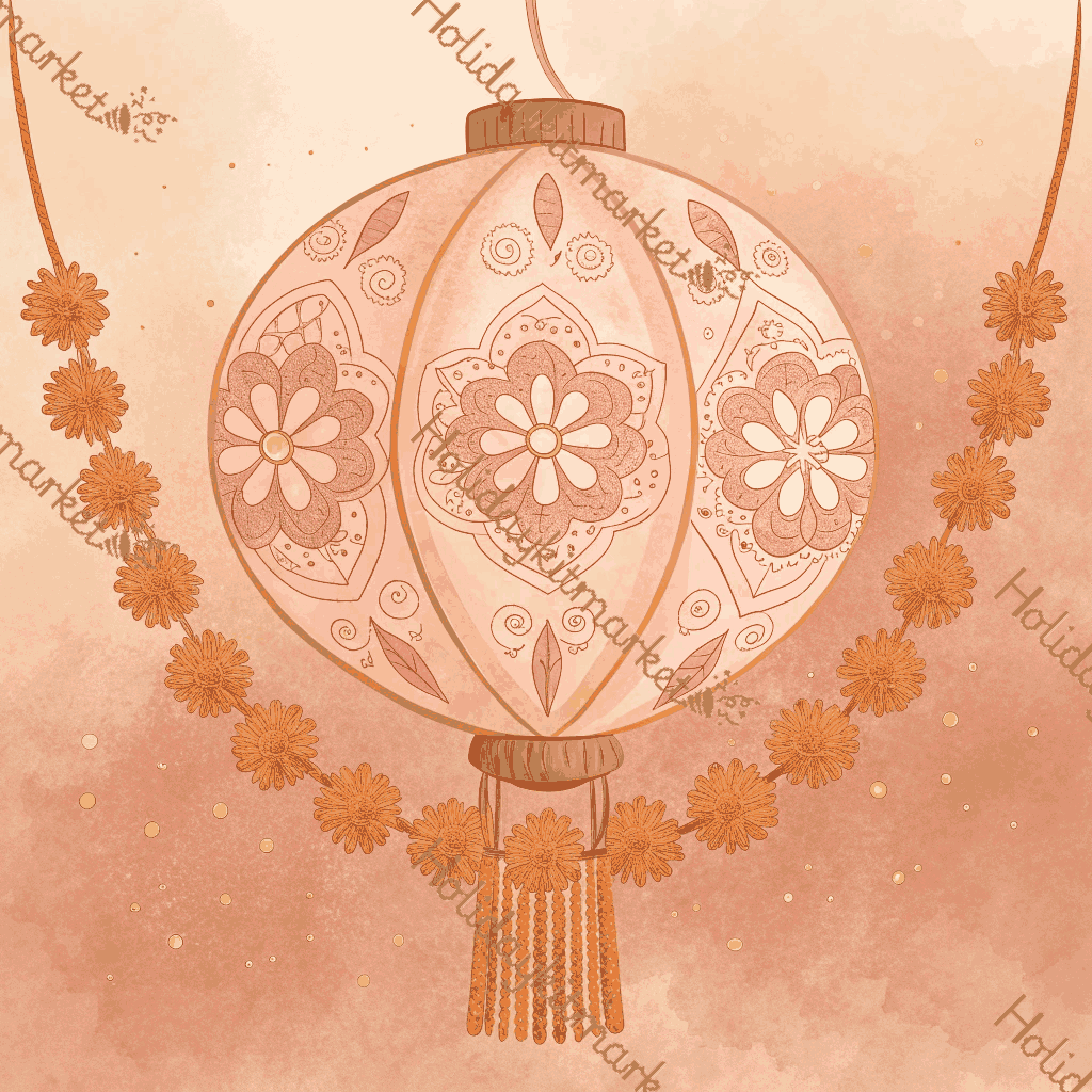 Peach Lantern Glow Poster