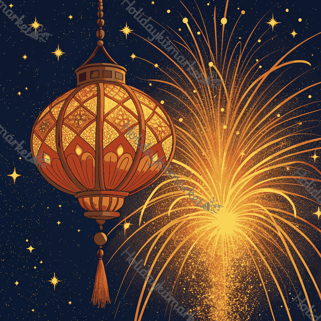 Volcano Lantern Erupt Poster